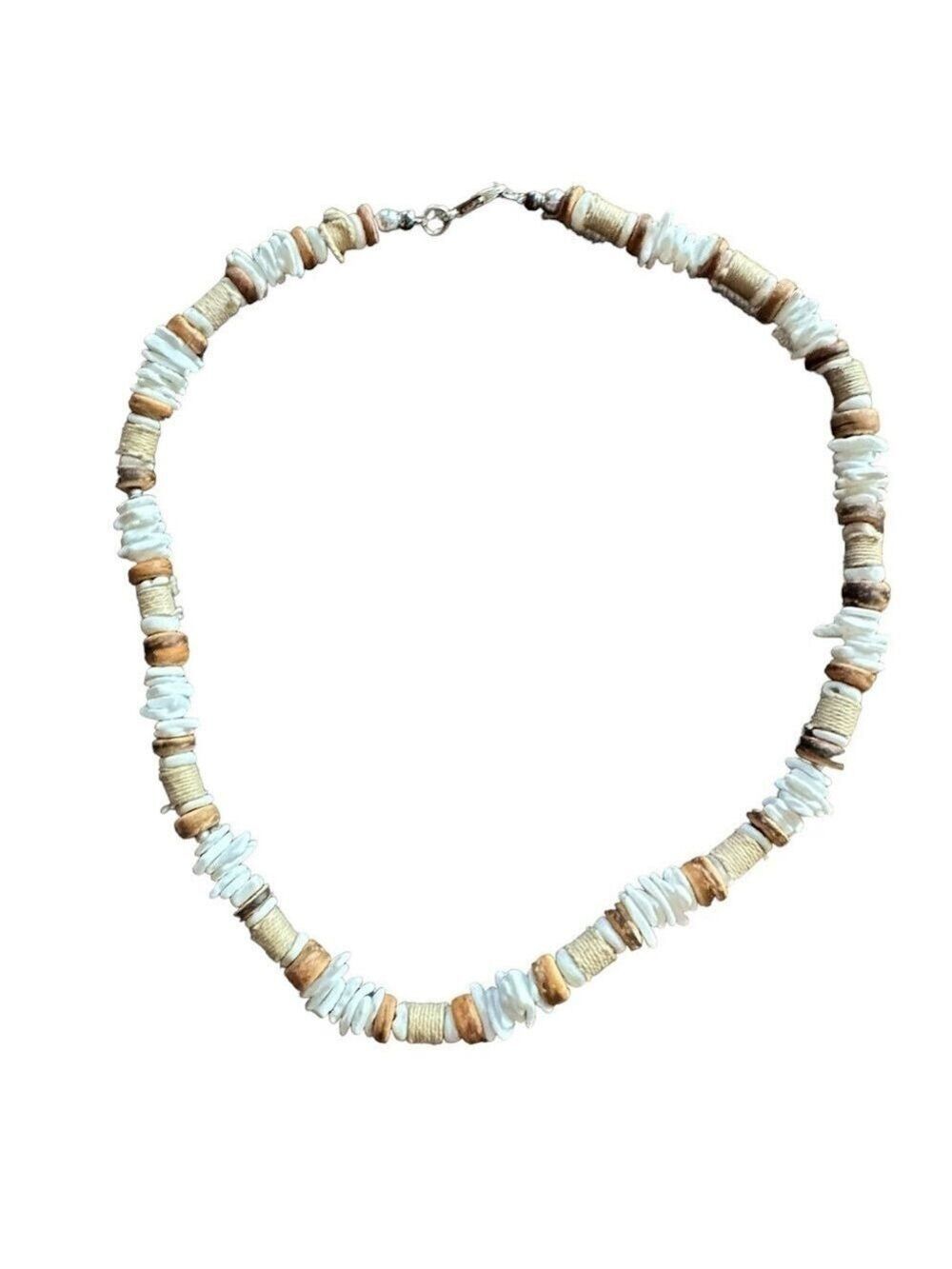 Brown & White Pucca Shell Necklace - Picture 2 of 9